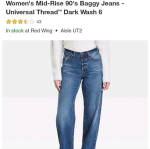 Universal Thread Women's Mid-Rise 90's Baggy Jeans - Blue
